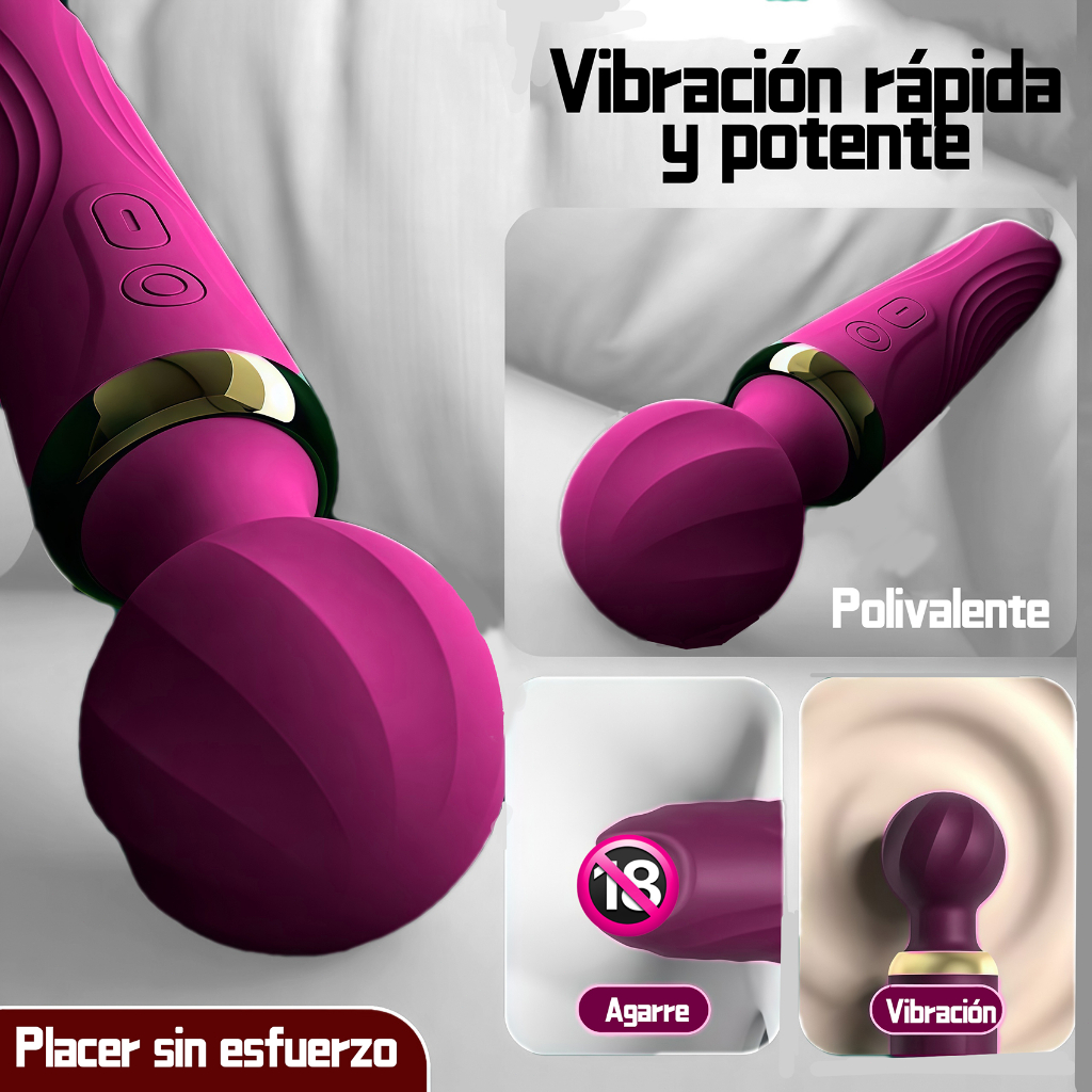 Vibrador Mágico Duplo Recarregável de Luxo com 10 Modos de Vibração Estimulante
