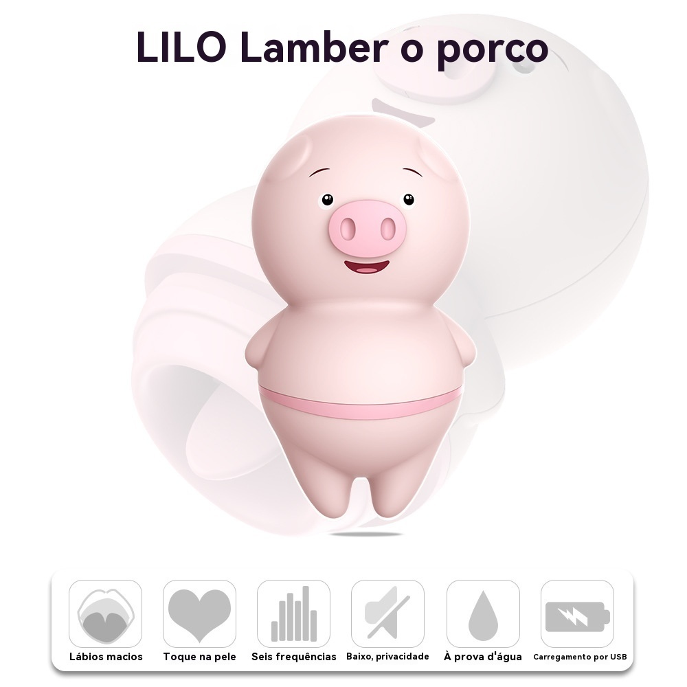 Vibrador Porquinho com Língua – Recarregável e Sem Fio para Estímulo Feminino