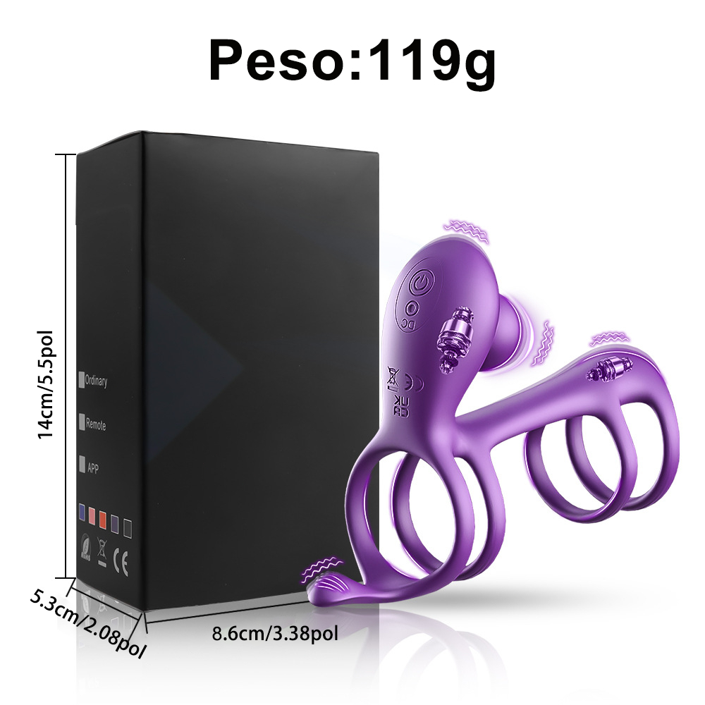 Anel Vibrador Masculino Silicone Recarregável USB 10 Modos Vibração À Prova d’Água Uso Casal Sex Shop