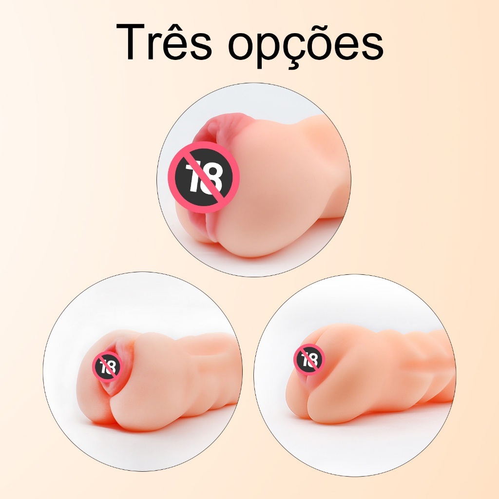 Masturbador Masculino Realista 4D em TPE Macio + Lubrificante Sabor Frutas Sex Shop