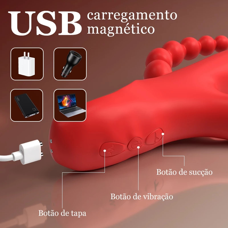 Vibrador Feminino com Sucção e Vibração – Tripla Estimulação, Potente e Discreto