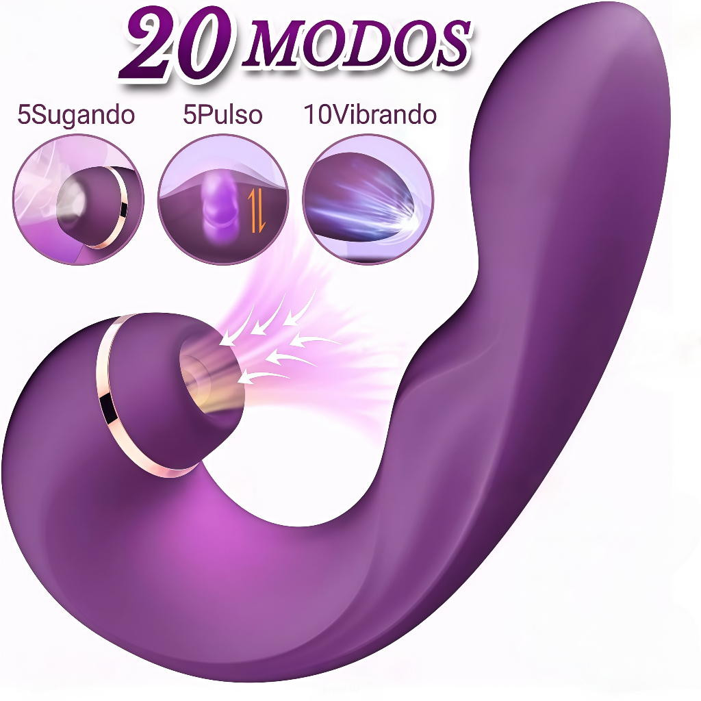 Vibrador e Estimulador Recarregável 3 em 1 para Clitóris/Vagina/Ponto G com Sucção Potente