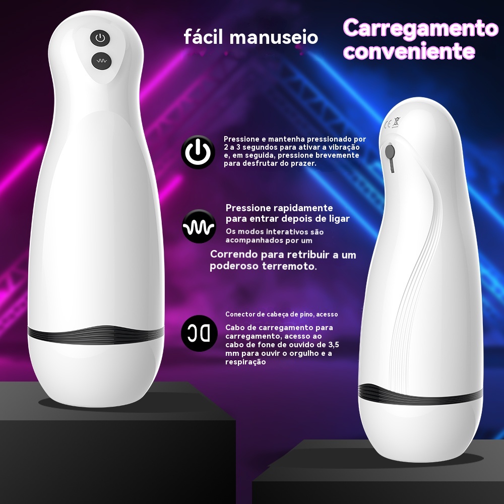 Masturbador Masculino Inteligente com Vibração Interativa – 10 Modos, USB