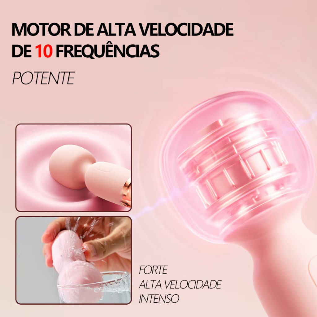 Vibrador Varinha Mágica mini Recarregável 10 modos de vibração Toque Macio