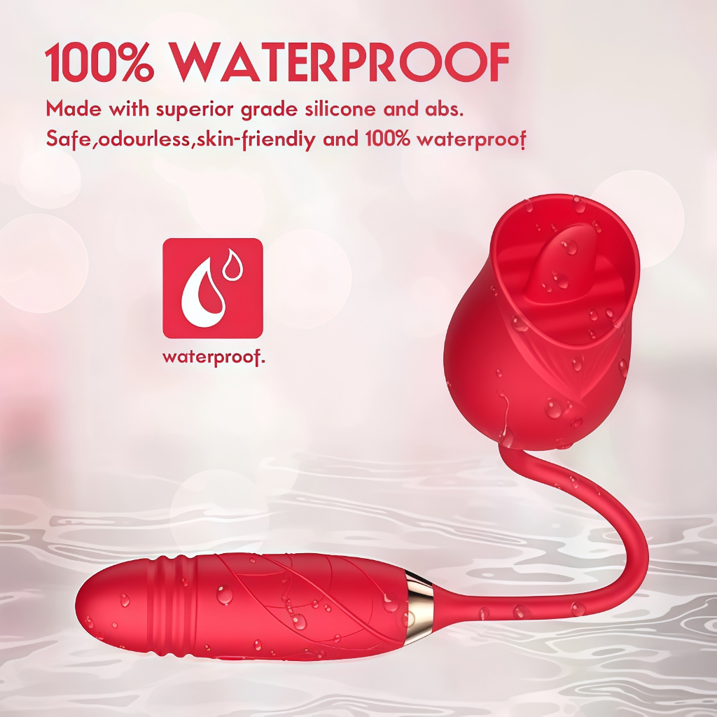 Pink Flower Shaped Double Clitoral Stimulator and Rechargeable G-Spot Vibrator for Women