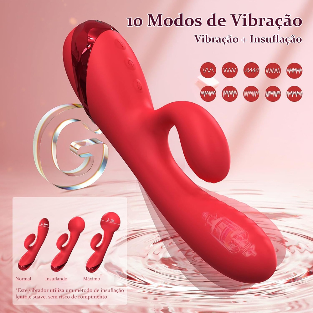 Vibrador Inflável Feminino – 10 Modos Potentes, Expansão Ajustável e Prazer Intenso