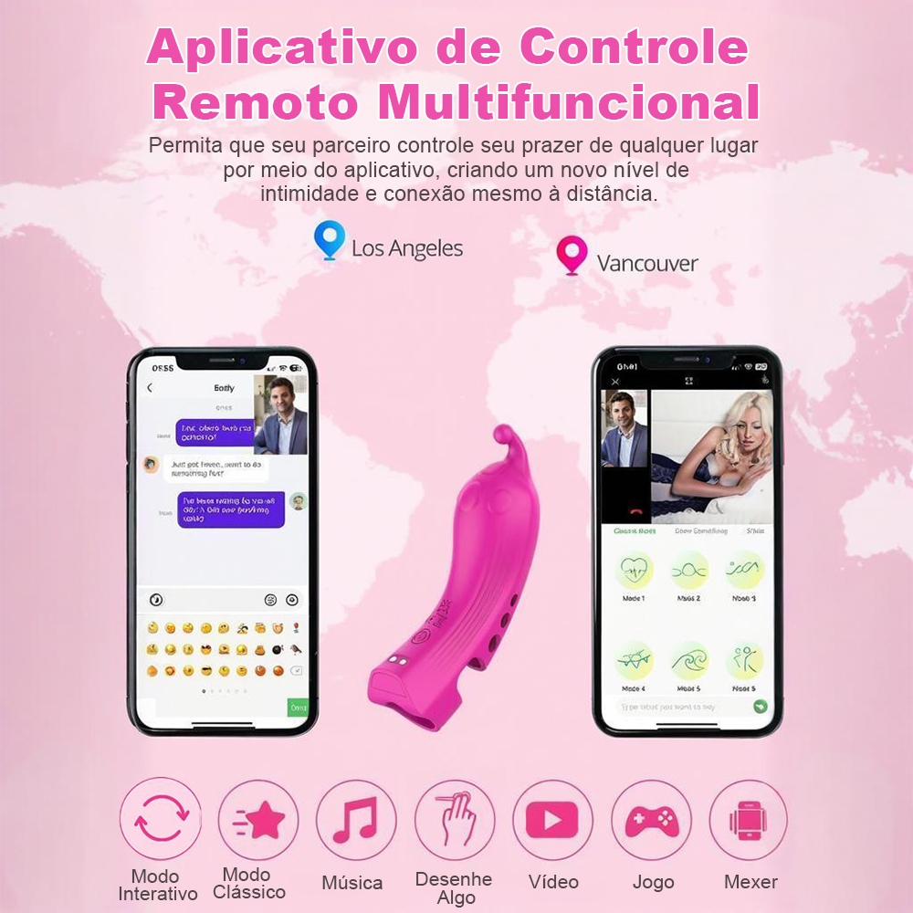 Estimulador de Dedo Silicone Premium | 9 Modos de Vibração | Controle APP Bluetooth | Carregamento USB Magnético