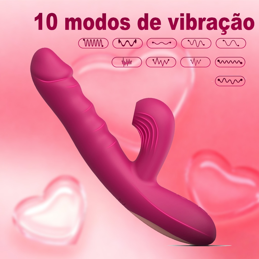 Vibrador Recarregável com 10 Modos Intensos · Estímulo Duplo G-Spot e Clitóris · Rotativo e Retrátil