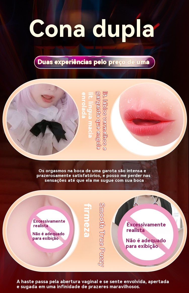 Masturbador Masculino 4D com Duplo Canal