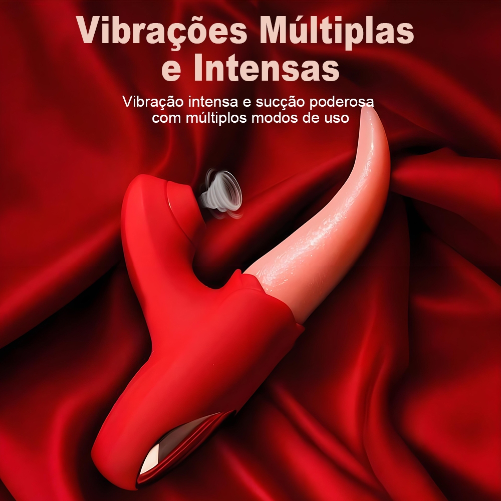 Lambendo e Vibrando Vibrador Sexual Femininos 3 em 1 vibração e Sucção Formato de Língua 17.5*7.8 cm