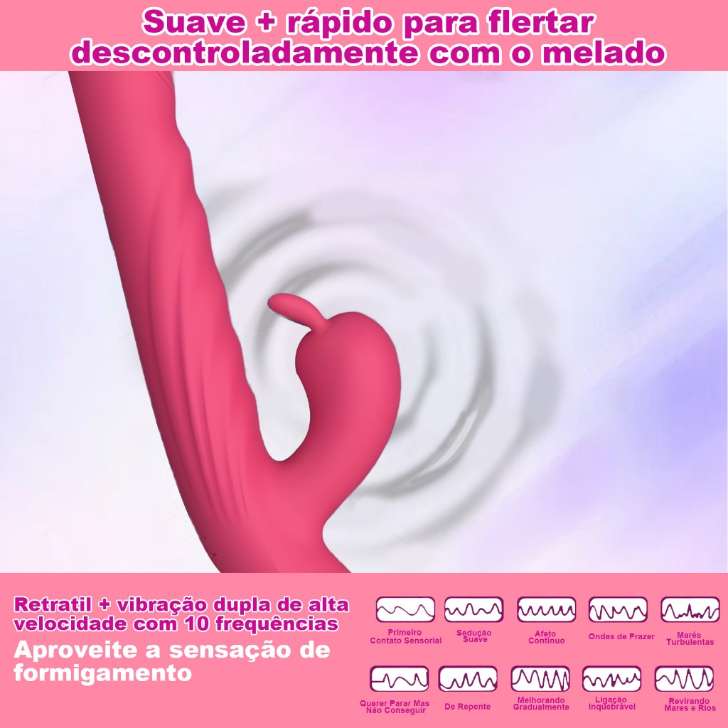 Vibrador Feminino Retrátil · Vibração Potente · Ponto G e Clitóris · 10 Modos · USB