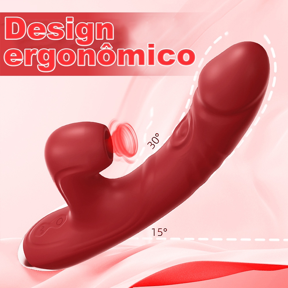 Vibrador Feminino 2 em 1 Sucção e Vibração 10 Modos Ponto G Clitóris Recarregável USB
