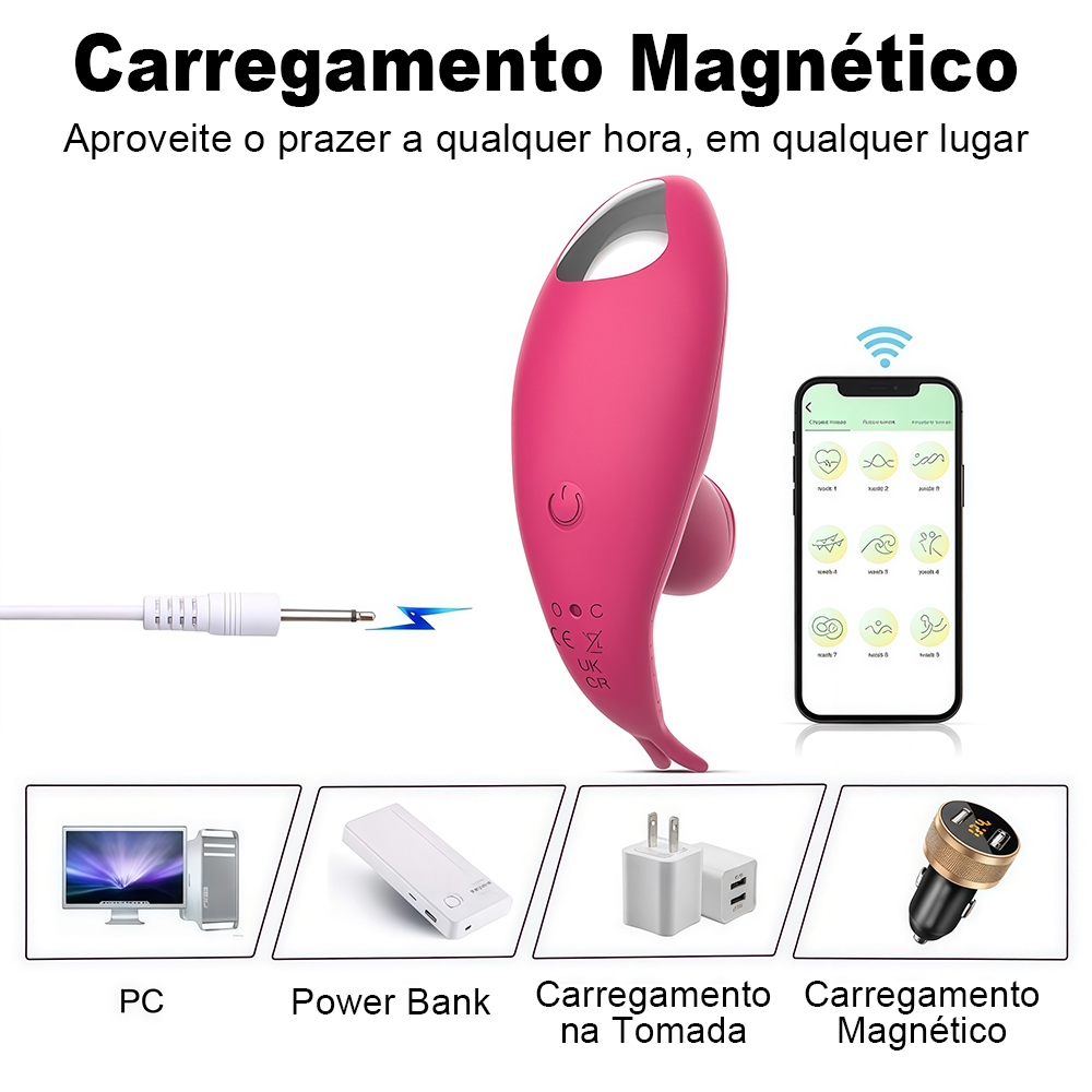 Vibrador de Casal APP Bluetooth Recarregável à Prova D’água Silicone Macio Vibração Forte Silencioso