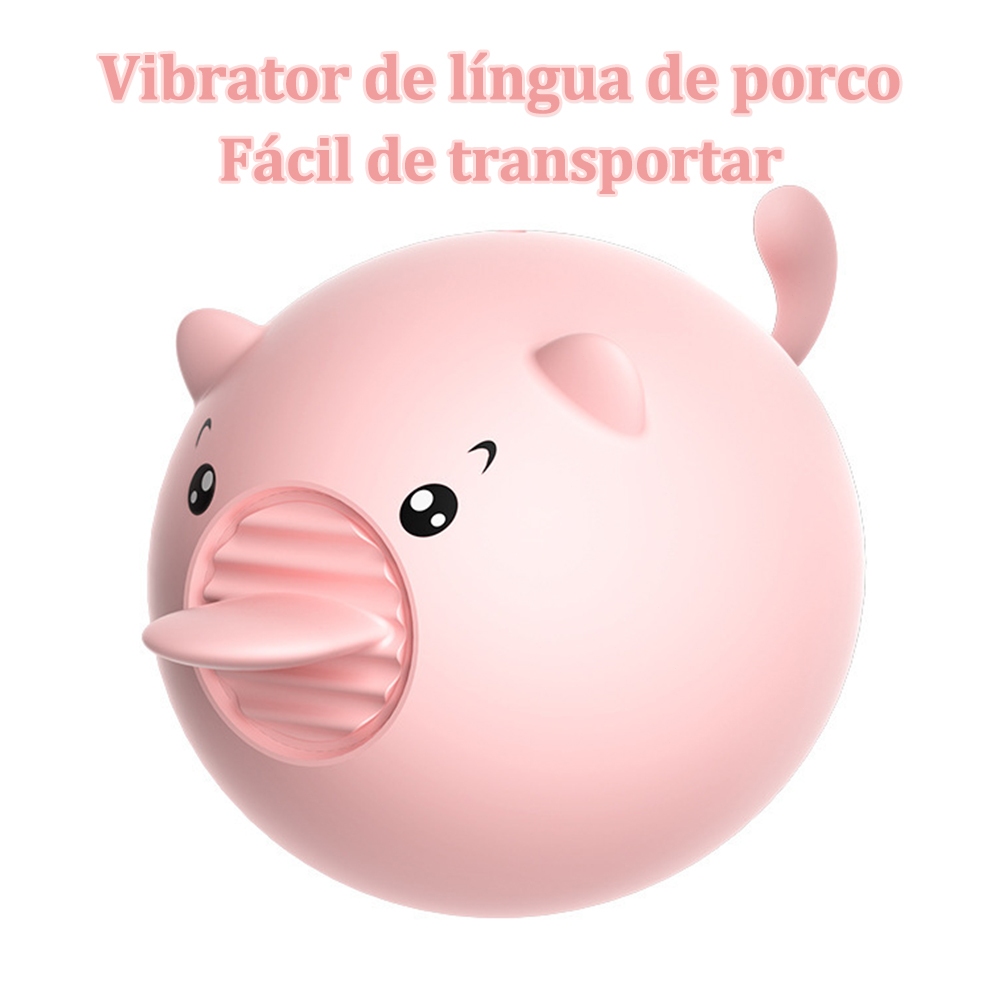 Porquinho Vibrador com Língua – Estimulador de Clitóris, Vibração Suave, Silicone Macio e Silencioso