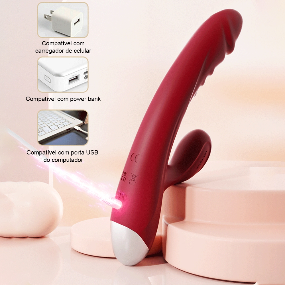 Vibrador Dupla Vibração Ponto G | Massageador Realista Modos Diversos Feminino