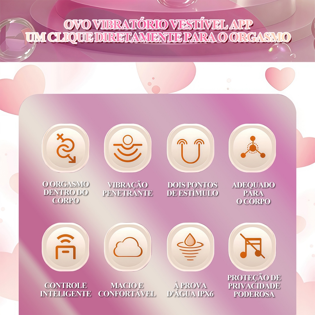 Vibrador Feminino com APP, 9 Modos, Dupla Estimulação, IPX6, Recarregável USB