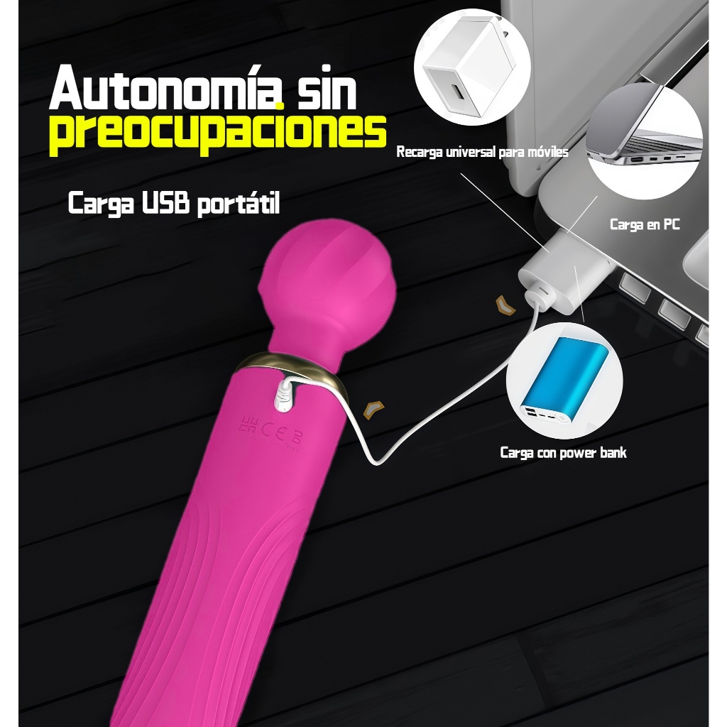 Vibrador Mágico Duplo Recarregável de Luxo com 10 Modos de Vibração Estimulante