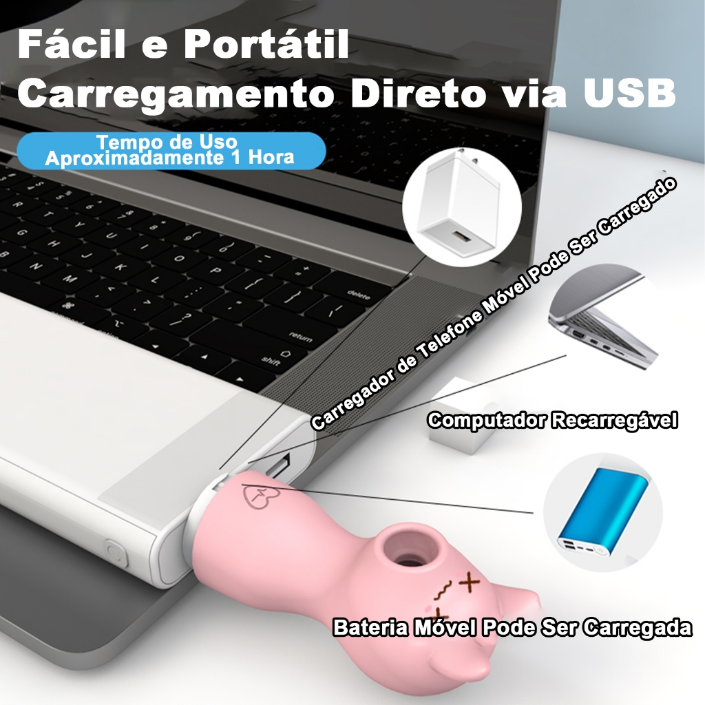 Vibrador Gatinho Sugador de Clitóris · Sucção + Vibração · 12 Modos · USB Recarregável · Silencioso