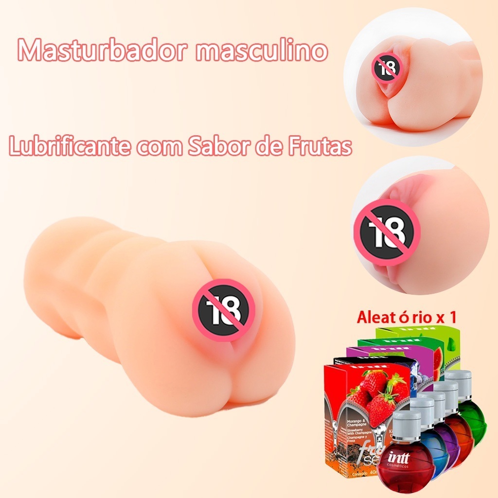 Masturbador Masculino Realista 4D em TPE Macio + Lubrificante Sabor Frutas Sex Shop