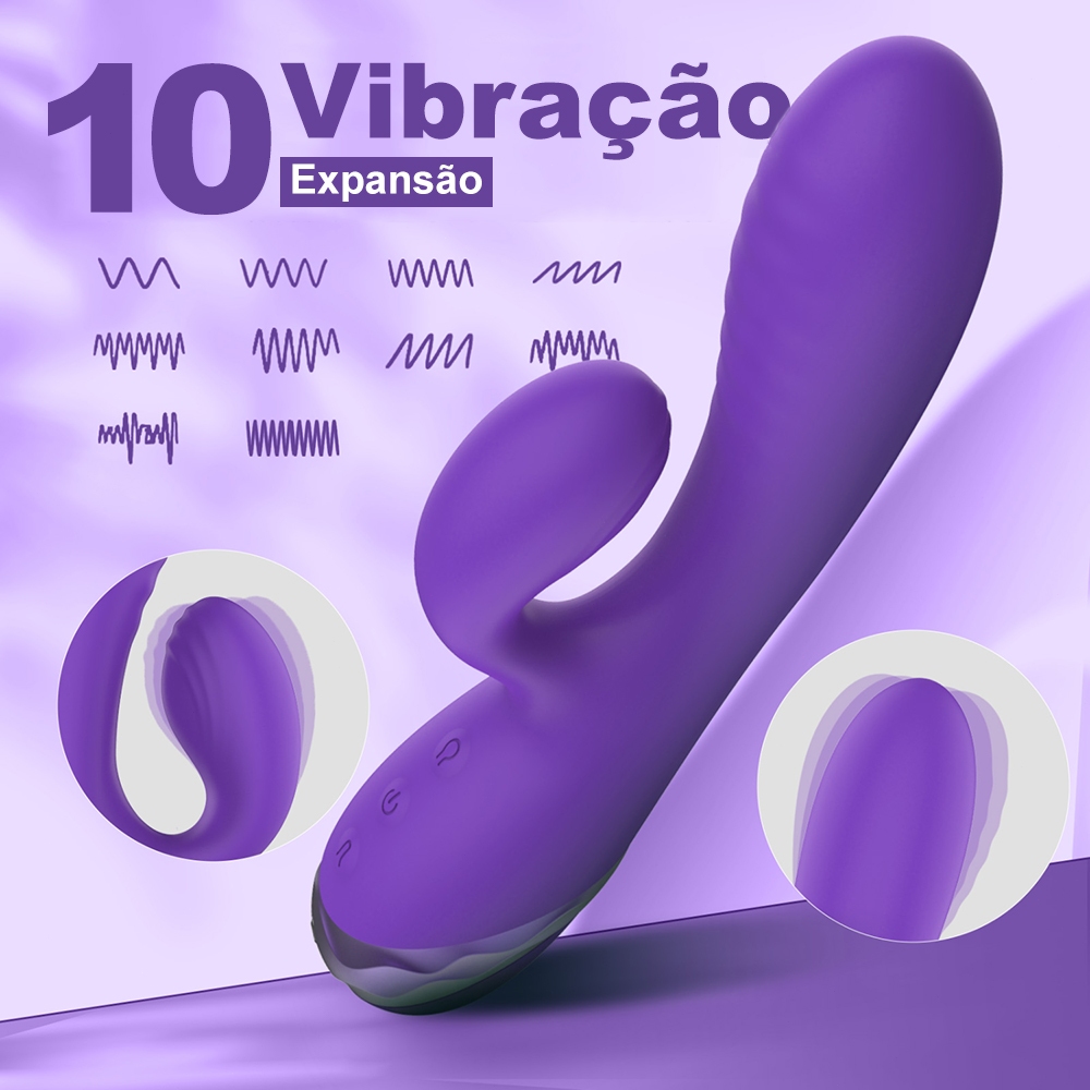 Vibrador Inflável Feminino – 10 Modos Potentes, Expansão Ajustável e Prazer Intenso