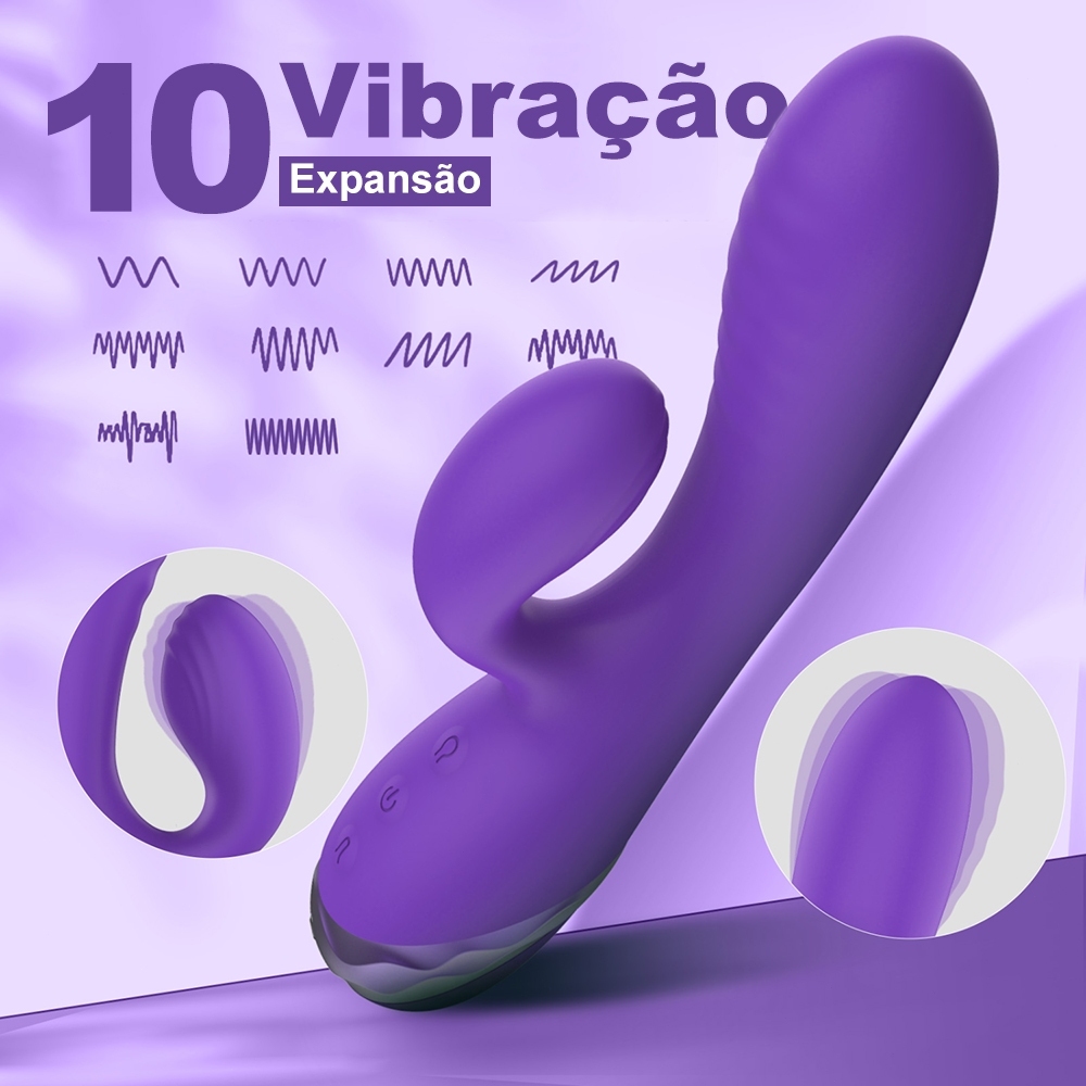 Vibrador Inflável Feminino – 10 Modos Potentes, Expansão Ajustável e Prazer Intenso