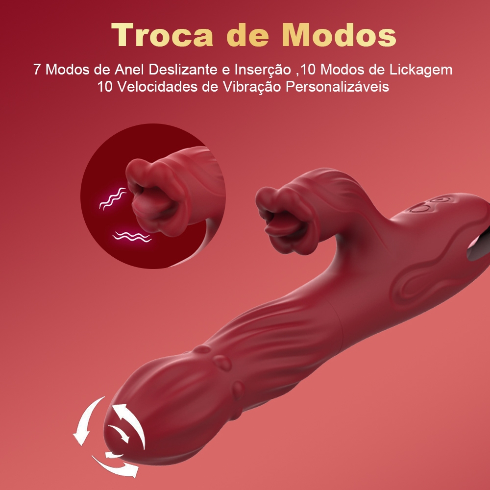 【Novo🔥】Vibrador Feminino 3 em 1 Luxo Rotação 360° Dupla Vibração USB Recarregável Silencioso