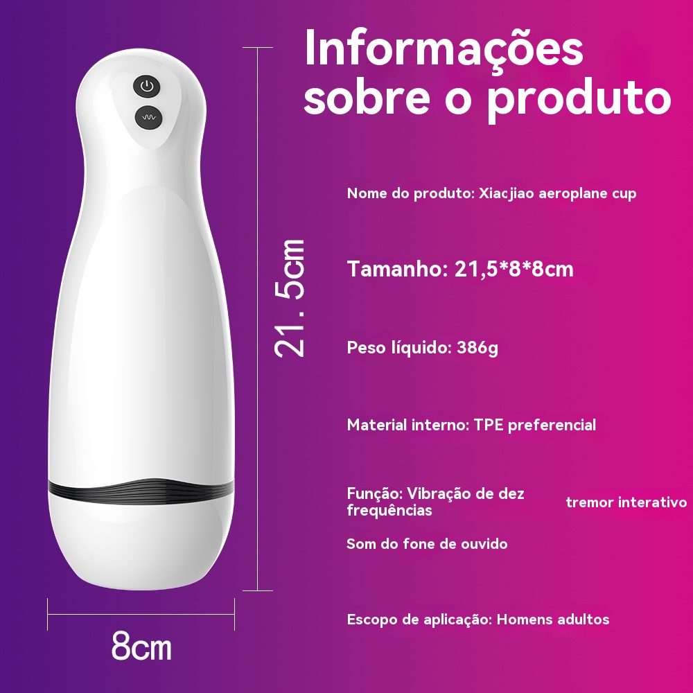 Masturbador Masculino Inteligente com Vibração Interativa – 10 Modos, USB