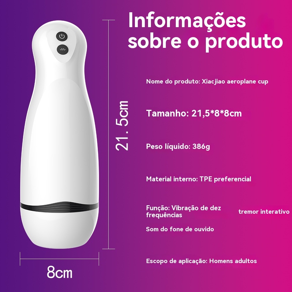 Masturbador Masculino Inteligente com Vibração Interativa – 10 Modos, USB