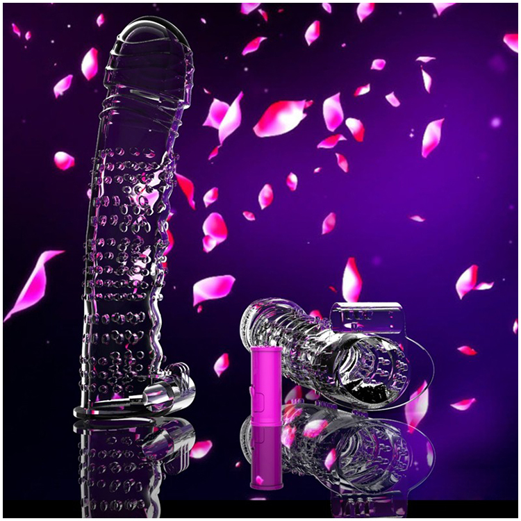 Capa Peniana com Vibração e Textura – Transparente, com Salientes e Motor