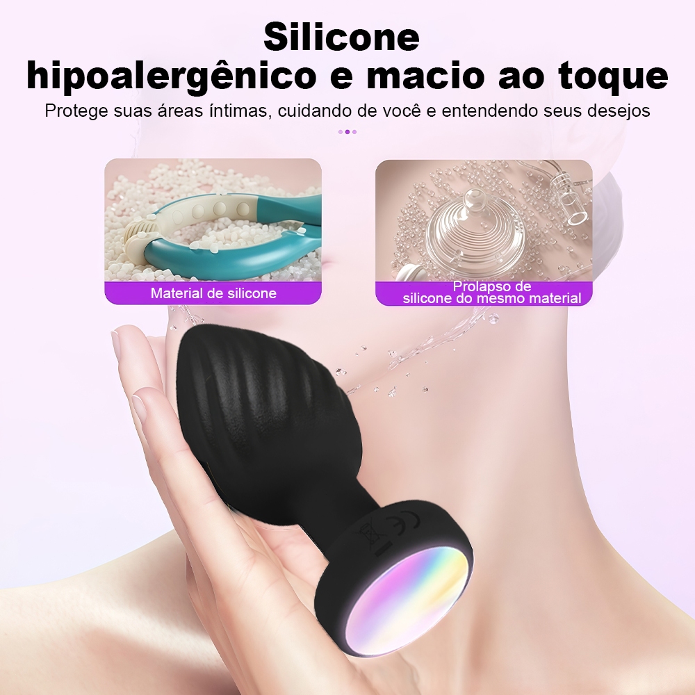 Plug Anal Vibrador com APP · Controle Bluetooth + Controle Remoto · Silicone Macio · 9 Modos · USB