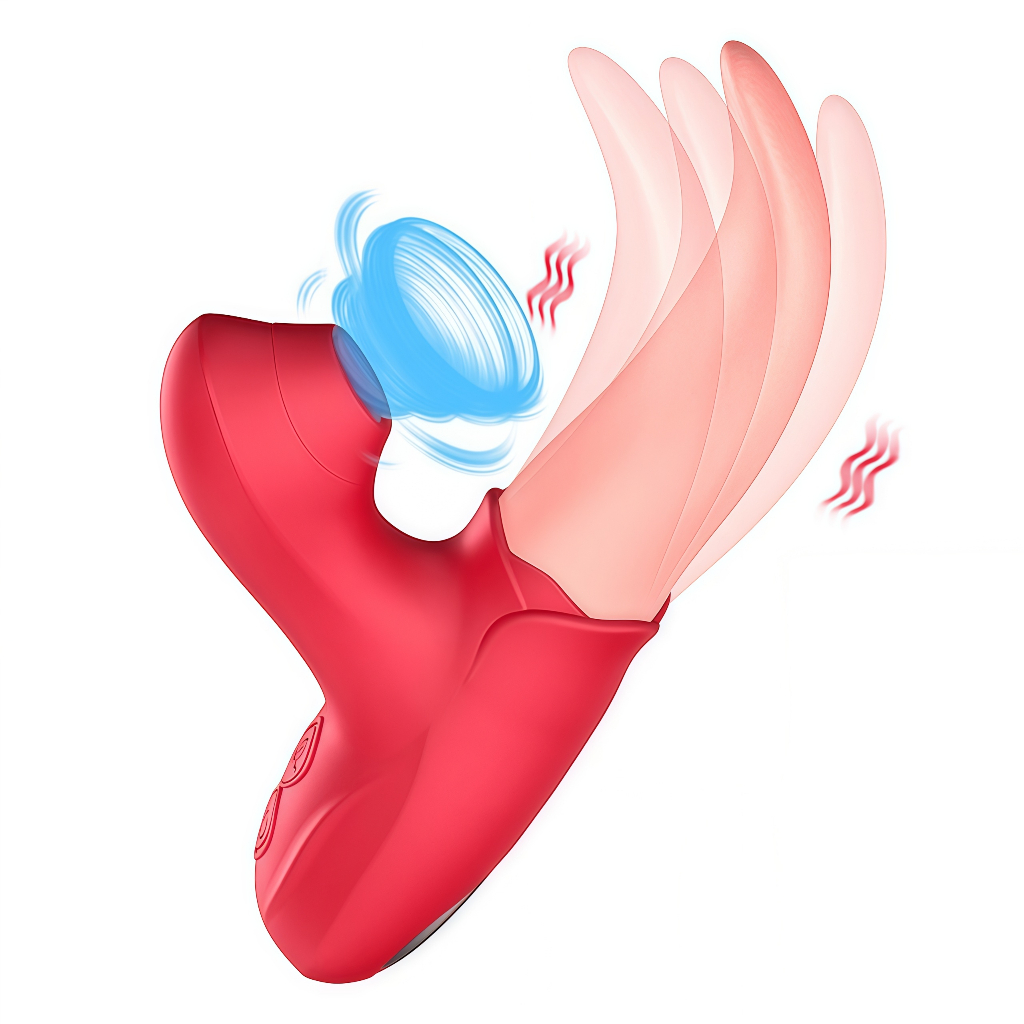 Lambendo e Vibrando Vibrador Sexual Femininos 3 em 1 vibração e Sucção Formato de Língua 17.5*7.8 cm