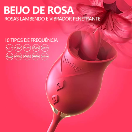 Estimulador 2 em 1 Língua Vibratória com Movimento Vai e Vem | Estimula Clitóris, Vagina e Anal, Recarregável
