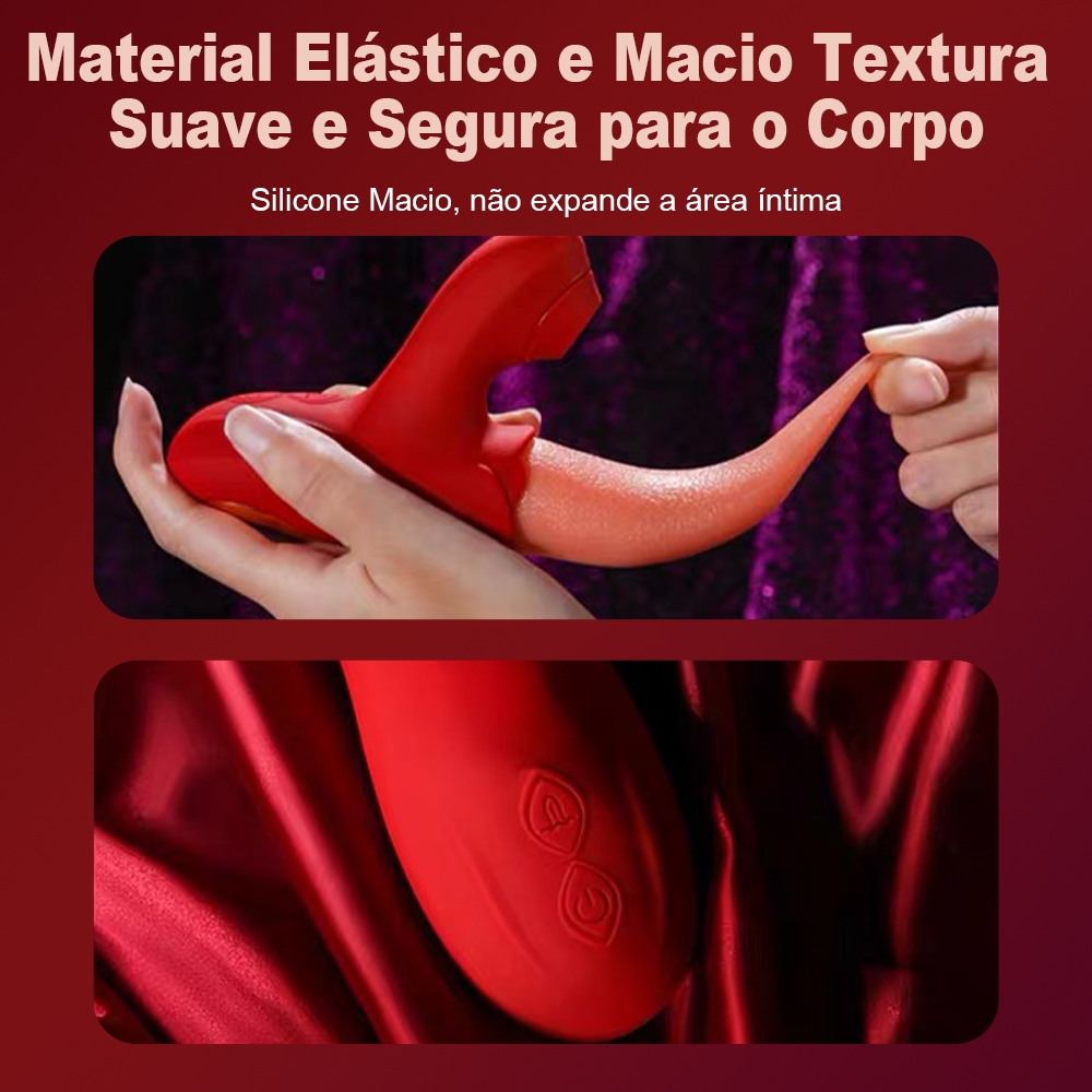 Lambendo e Vibrando Vibrador Sexual Femininos 3 em 1 vibração e Sucção Formato de Língua 17.5*7.8 cm