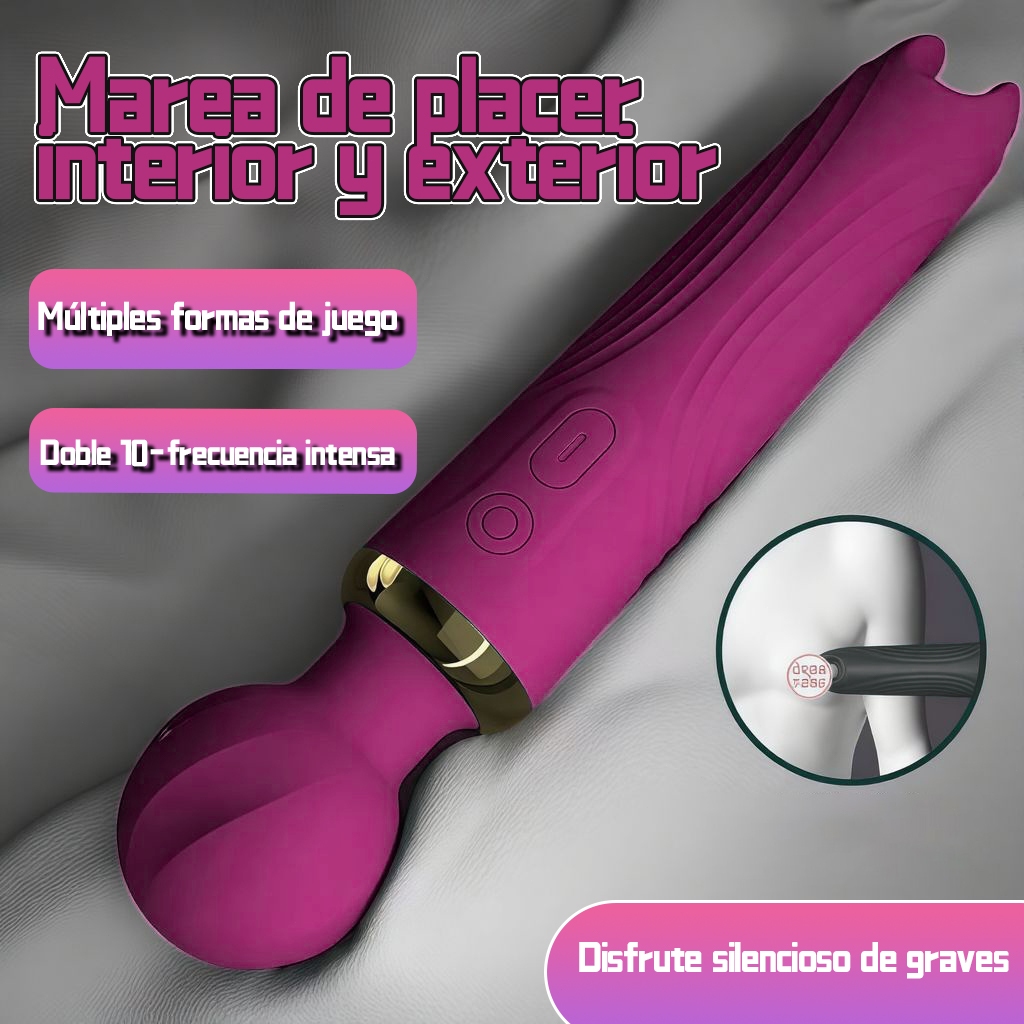 Vibrador Mágico Duplo Recarregável de Luxo com 10 Modos de Vibração Estimulante