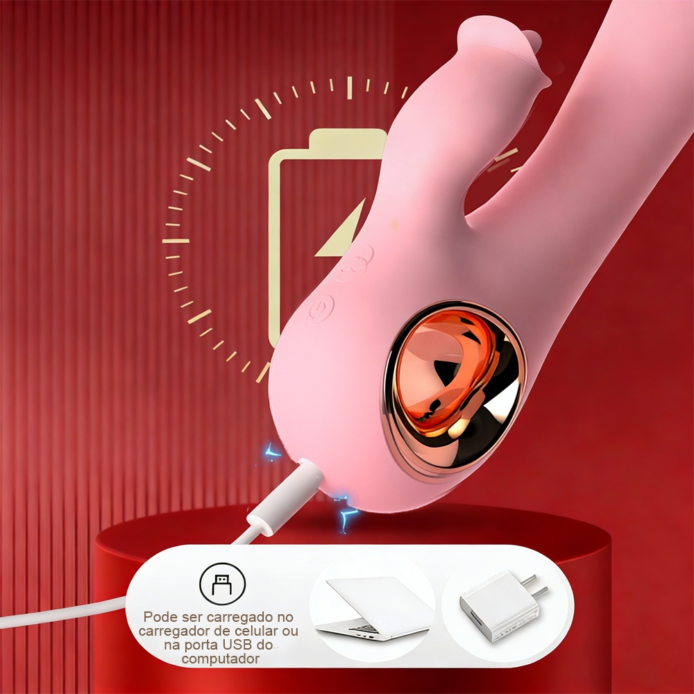 Vibrador G-Spot Recarregável com Estimulador de Clitóris – 10 Modos de Vibração