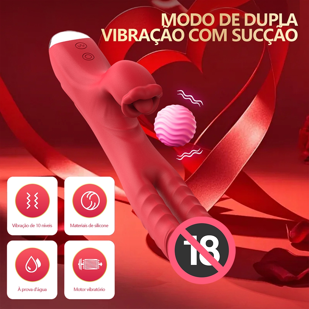 Vibrador Duplo Realista Recarregável – Silicone Macio e Silencioso