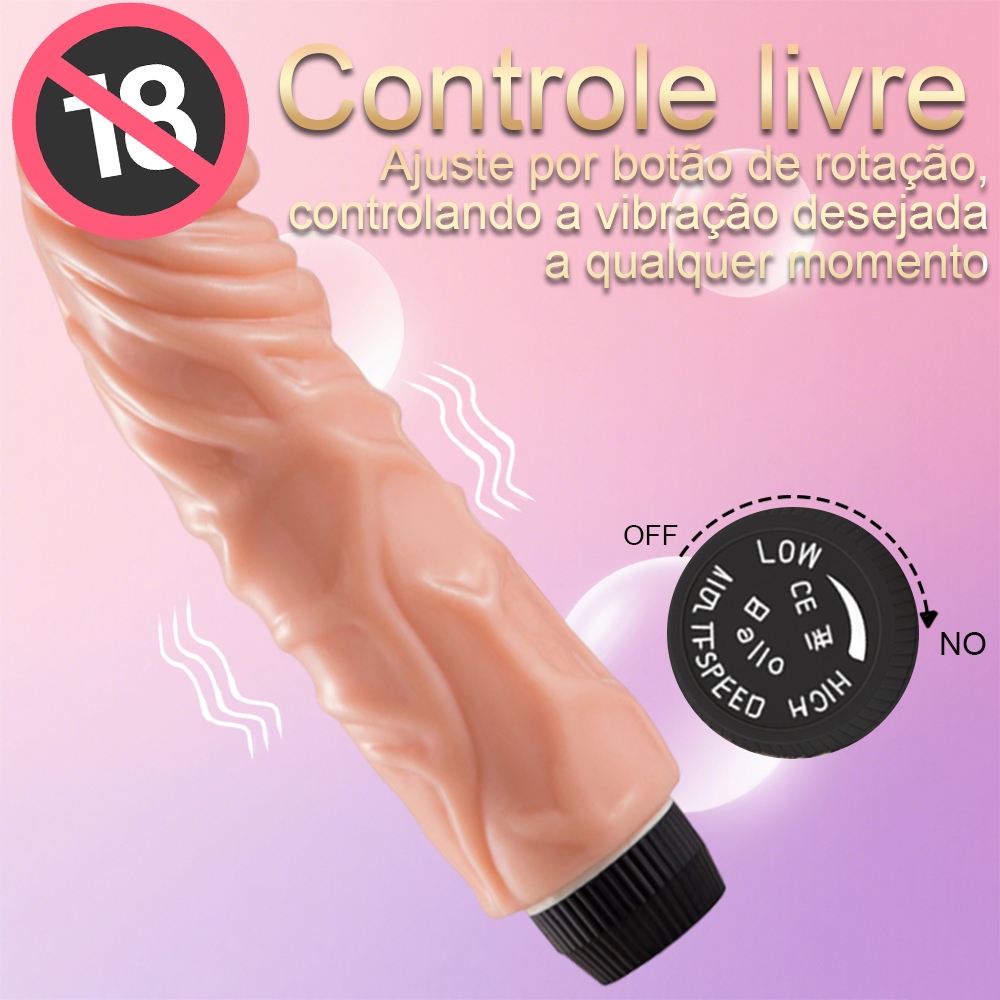 Vibrador Realista Feminino de Silicone Macio, Vibração Potente e Prazer Intenso