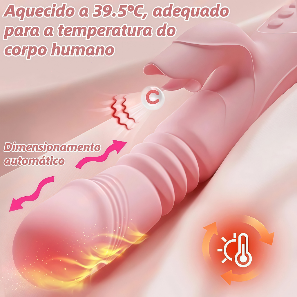 Vibrador Ponto G Luxo função de Telescópico Funciona vai e vem 10 modos de vibração
