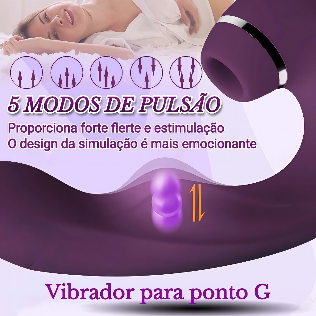 Vibrador e Estimulador Recarregável 3 em 1 para Clitóris/Vagina/Ponto G com Sucção Potente