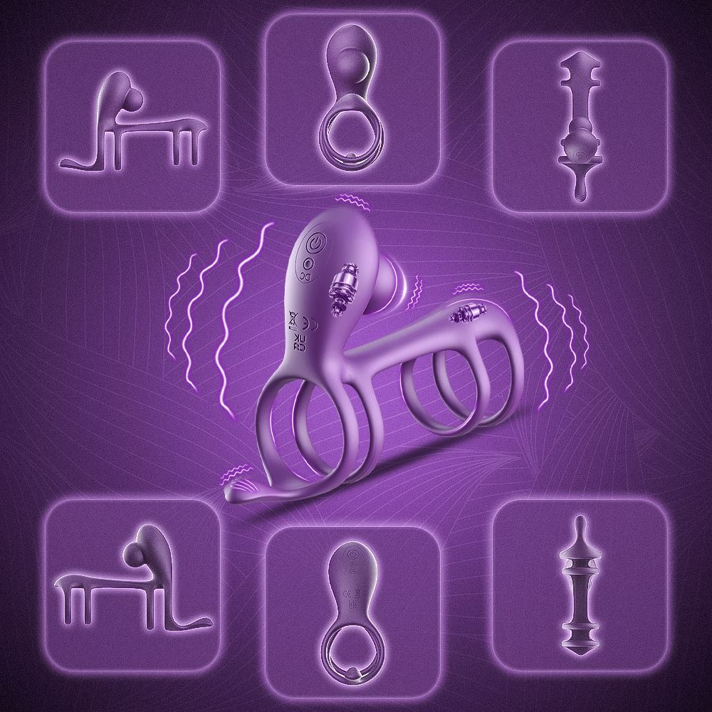 Anel Vibrador Masculino Silicone Recarregável USB 10 Modos Vibração À Prova d’Água Uso Casal Sex Shop
