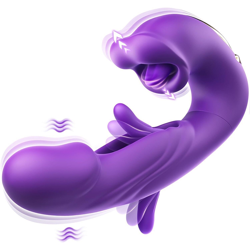 Vibrador de Estimulação Tripla em Forma de U, 19 Modos de Vibração Potentes, Silicone Macio