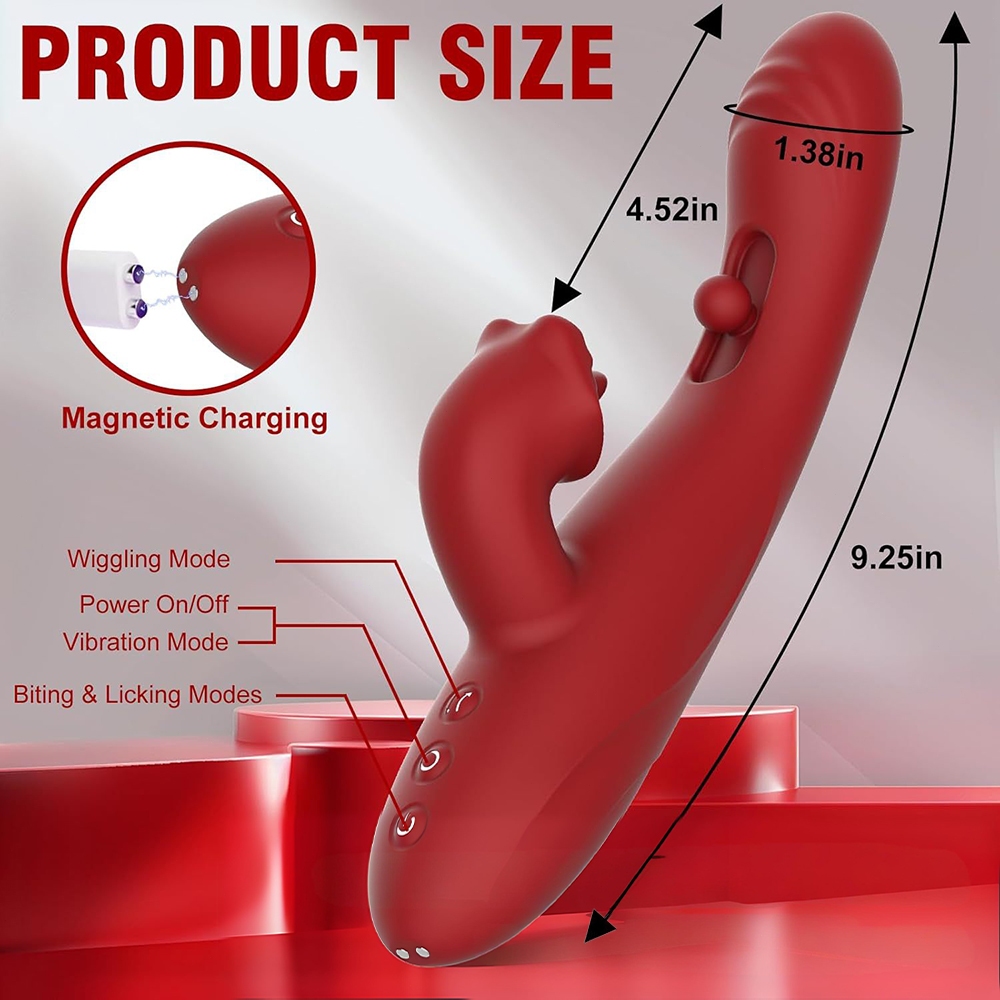 Vibrador Feminino 3 em 1 Ponto G Clitóris Língua Vibratória 10 Modos Recarregável