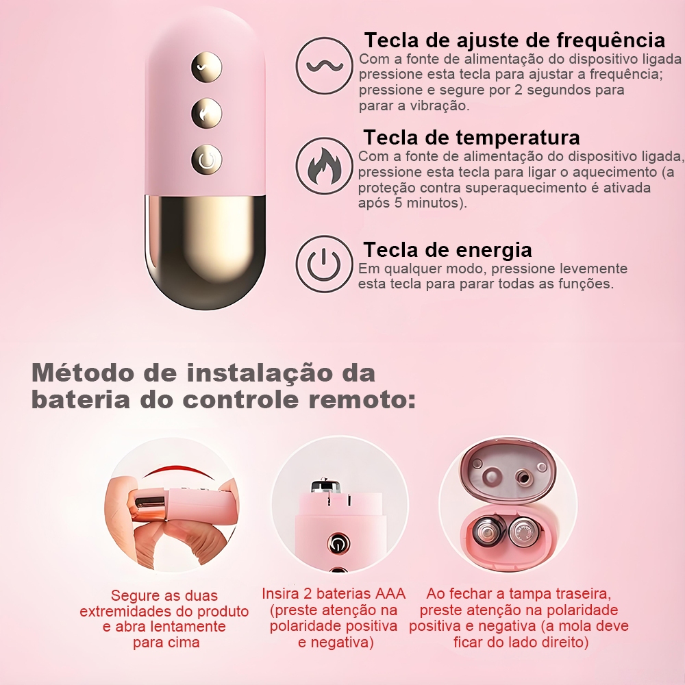 Vibrador Feminino com Controle Remoto · Estímulo Intenso · Silencioso · USB Recarregável