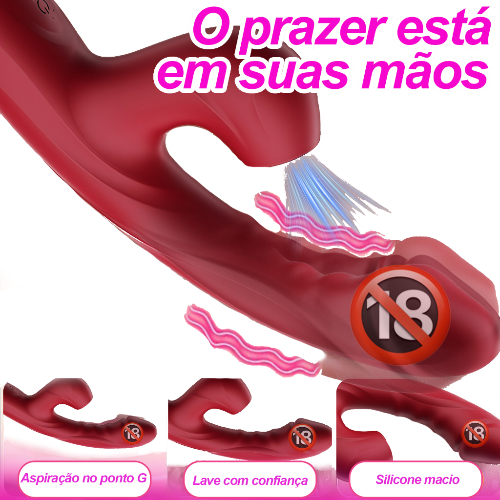 Vibrador Feminino 2 em 1 Sucção e Vibração · Silencioso · Recarregável · À Prova d’Água · Sex Shop