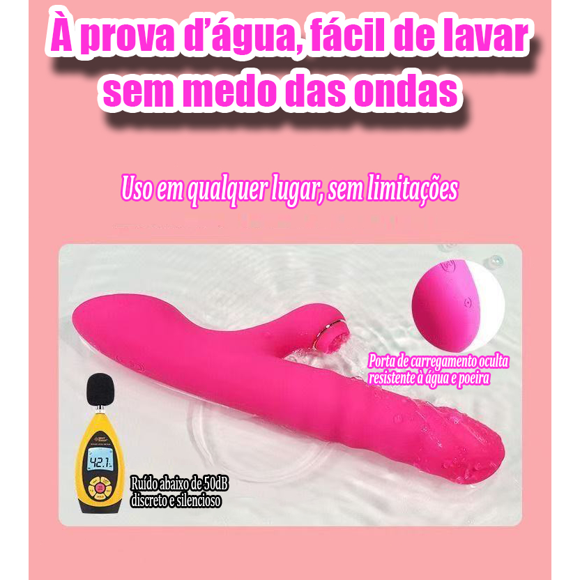 Vibrador silencioso com sucção, balanço e extensão – orgasmo garantido