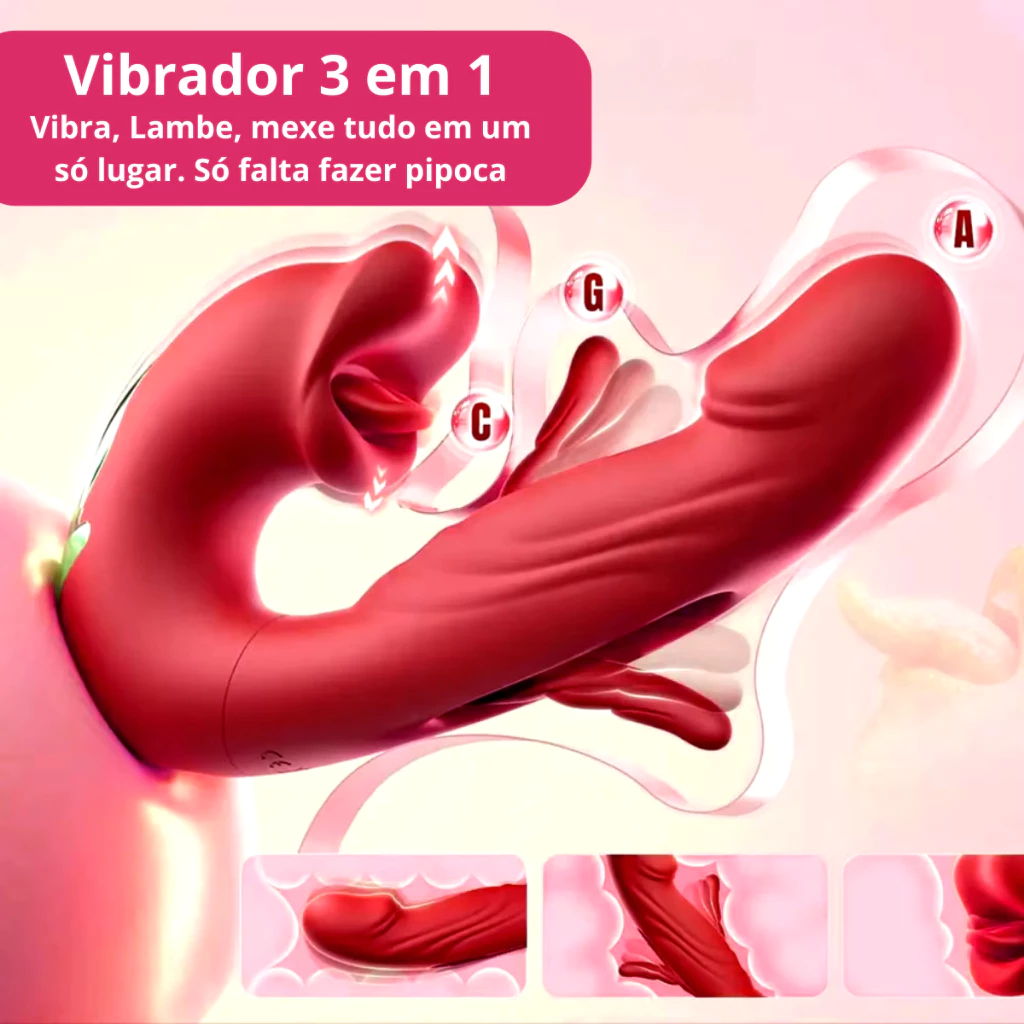 Vibrador de Estimulação Tripla em Forma de U, 19 Modos de Vibração Potentes, Silicone Macio