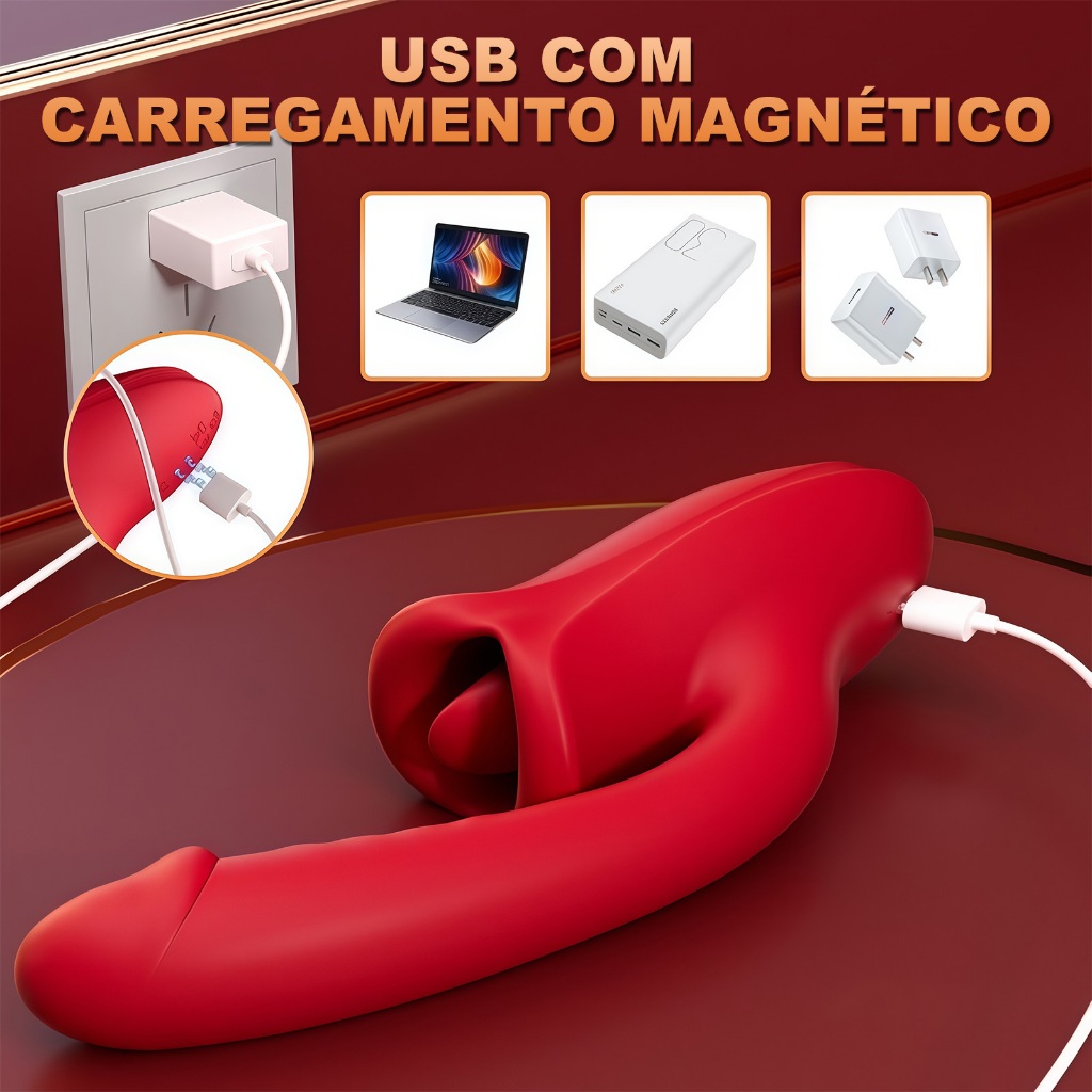 Vibrador Recarregável - 10 Modos, Estímulo G-Spot e Clitóris, Silicone Aveludado, À Prova D'Água