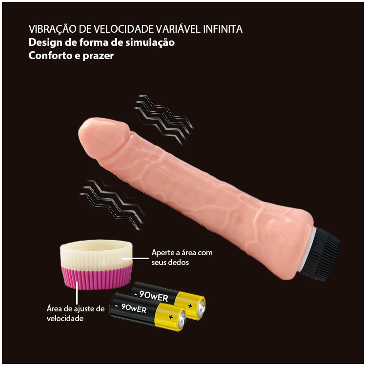 Vibrador Realístico Flexível 9 Polegadas – Vibração Multi-velocidade, Toque Natural