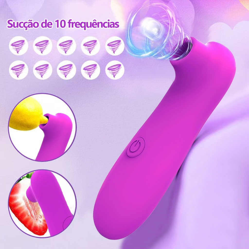 Vibrador Sugador 2 em 1: Clitóris + Mamilo | 10 Modos de Pulsação | Silicone Macio