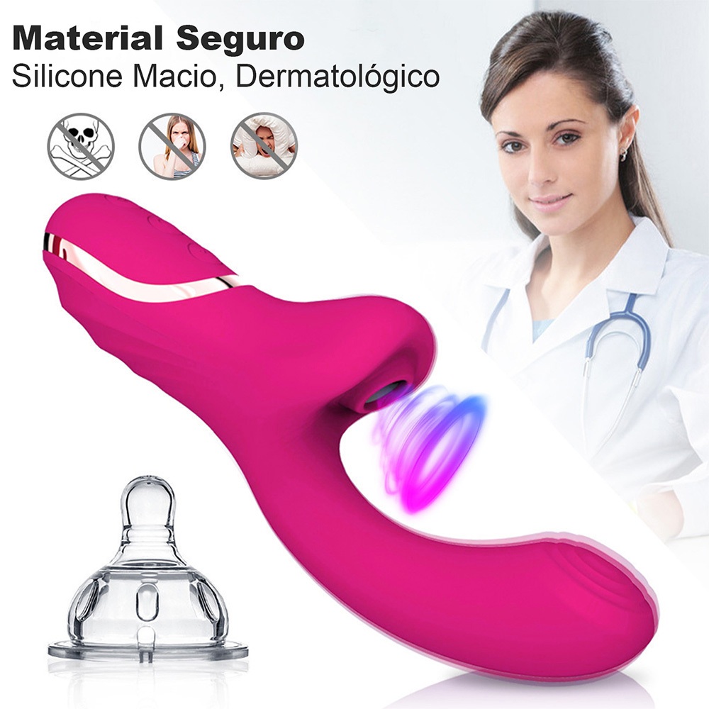 Vibrador Feminino Recarregável · 10 Modos de Vibração e Sucção · Estímulo Intenso